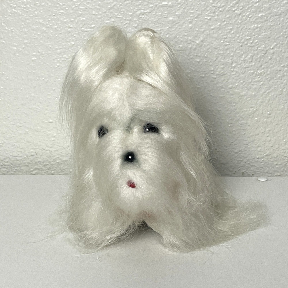 Vintage Jestia Shih Tzu Dog Plush 8" Shaggy White Stuffed Animal Japan No 1005‎